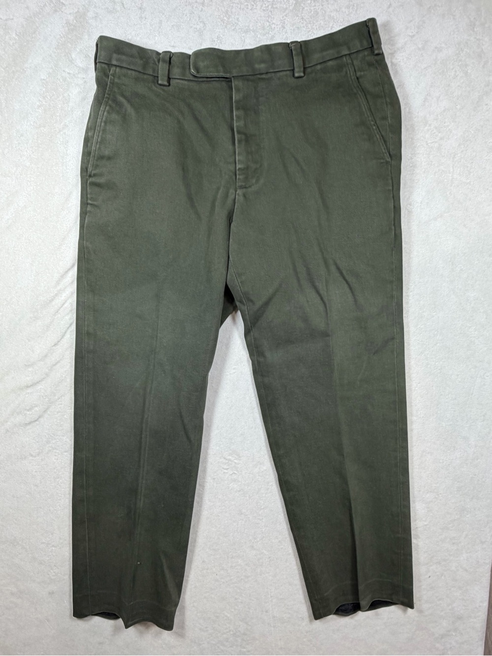 Brooks Brothers Olive Green Clark 33W 26L Lined Heavy Cotton Herringbone Pants